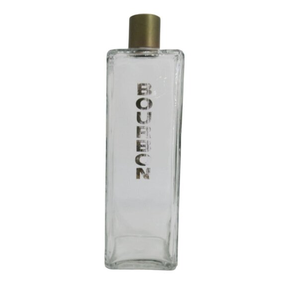 VINTAGE Midcentury Glass Gold Bourbon Decanter Bottle Barware - Picture 1 of 7